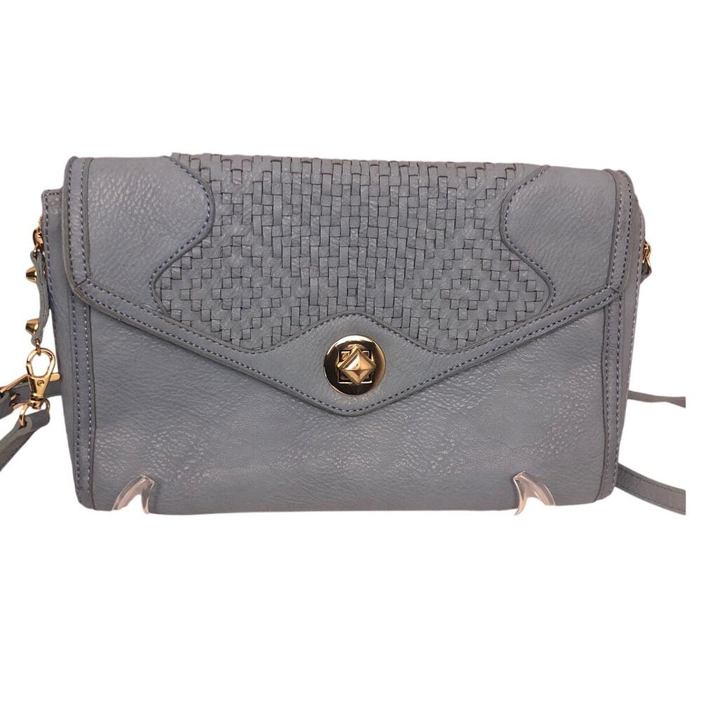 Sole Society Blue Vegan Leather Expandable Clutch Adjustable Crossbody Handbag